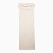 Vestido midi Loulou Studio Martial en algodón color marfil