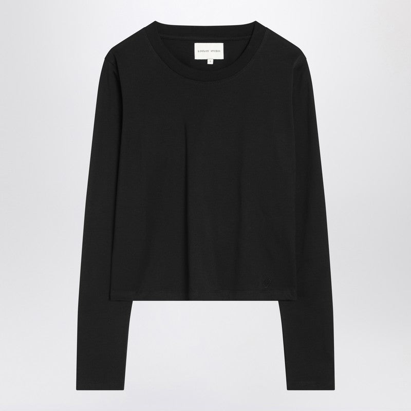 Black Cotton Crew‑Neck T‑Shirt — Loulou Studio