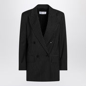 Max Mara Black pinstriped double-breasted wool jacket