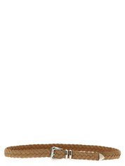 Brunello Cucinelli Braided Calfskin Belt for Men — Beige