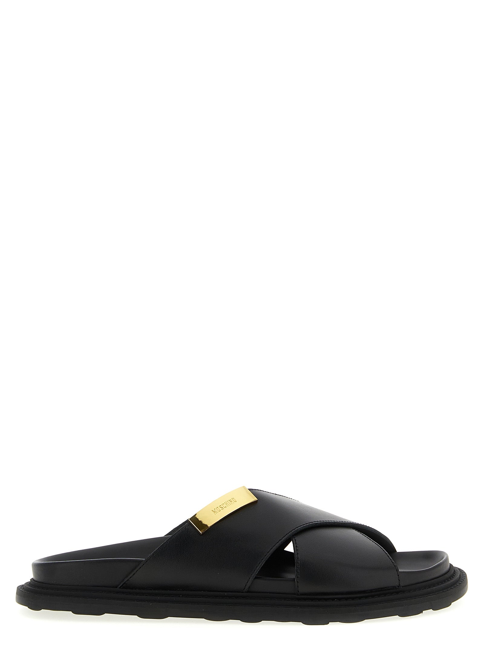 Moschino Leather Sandals for Men - Black, EU Fit
