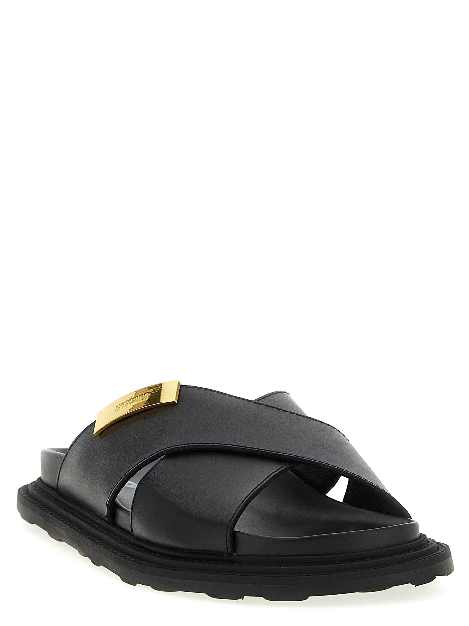Moschino Leather Sandals for Men - Black, EU Fit
