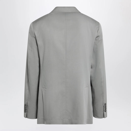 Brunello Cucinelli Double-breasted silk blazer in khaki