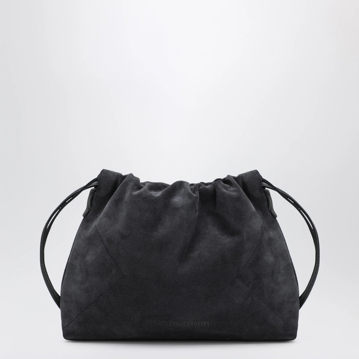 Brunello Cucinelli BC Duo Pouch midnight blue suede bag with monile detail