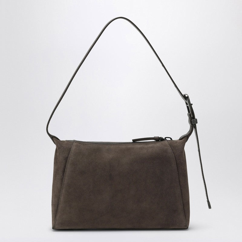 Brunello Cucinelli Brown Suede Shoulder Bag with Monile