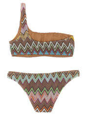 Missoni Lamé Viscose Bikini — One-Shoulder Beachwear