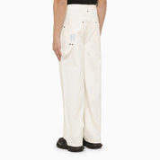 Represent Cream cotton trousers with logo detail