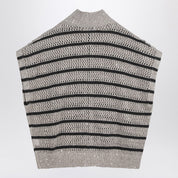 Brunello Cucinelli Striped mesh cardigan in linen blend