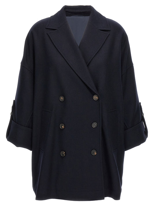 Brunello Cucinelli Shiny Cuff Details Caban Coat