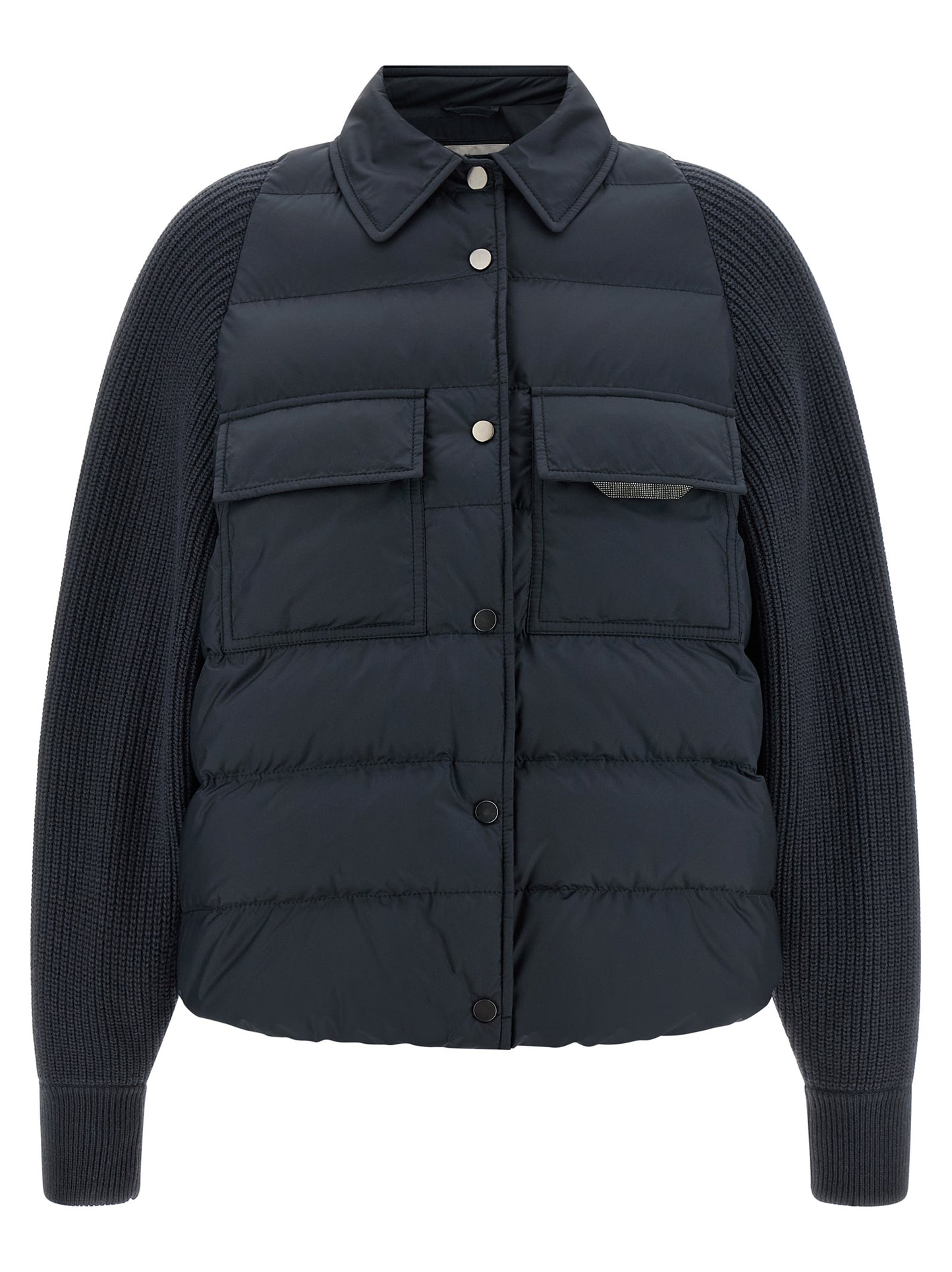 Brunello Cucinelli Shiny Flap Detail Down Jacket
