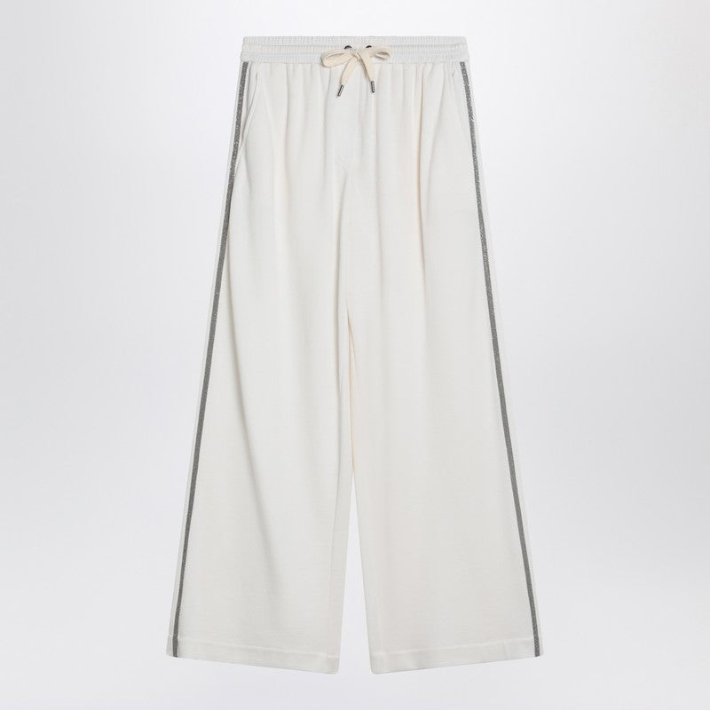 Wide white trousers in cotton and silk — Brunello Cucinelli