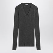 Brunello Cucinelli Dark grey ribbed wool sweater
