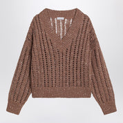 Brunello Cucinelli Brown sparkling mesh sweater