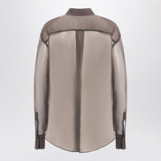 Chemise marron Brunello Cucinelli avec appliqué Flora en soie