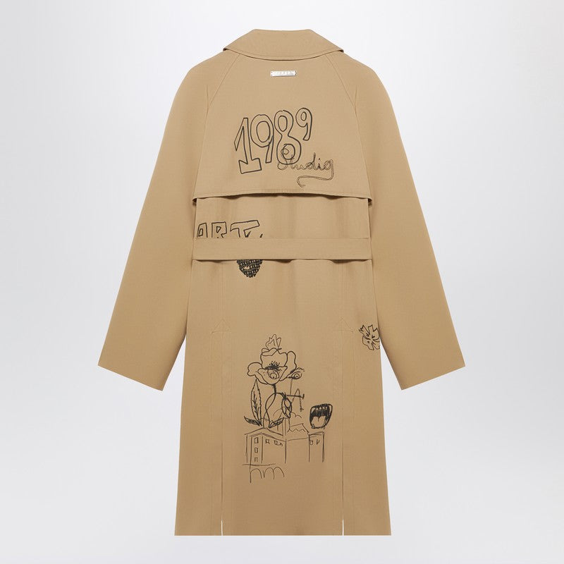 1989 STUDIO Embroidered Trench Scribble