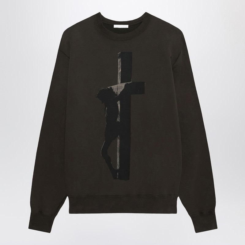 1989 STUDIO crew-neck Cross sweatshirt in dark brown cotton