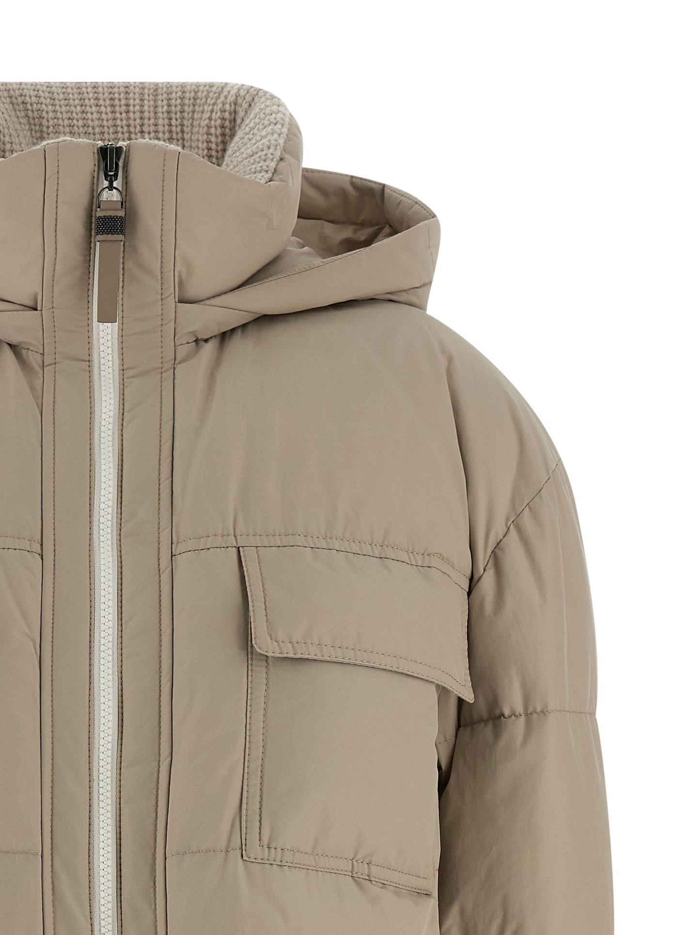 Brunello Cucinelli Knitted Neck Down Jacket