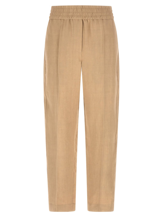 Brunello Cucinelli Baggy Pull-up Trousers — Beige Luxury