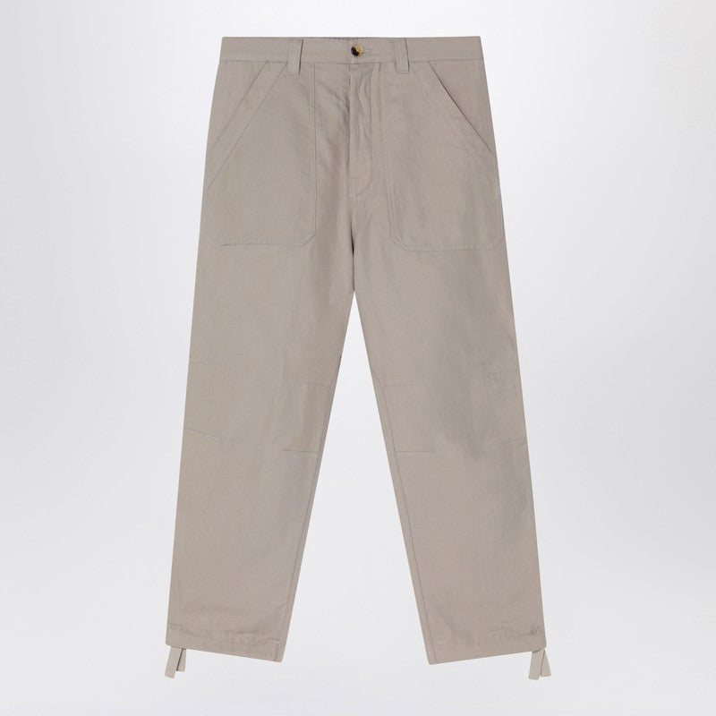 Pantalon en lin et coton kaki Brunello Cucinelli