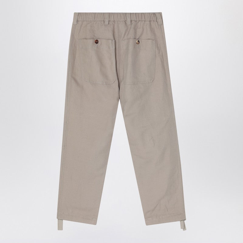 Pantalon en lin et coton kaki Brunello Cucinelli