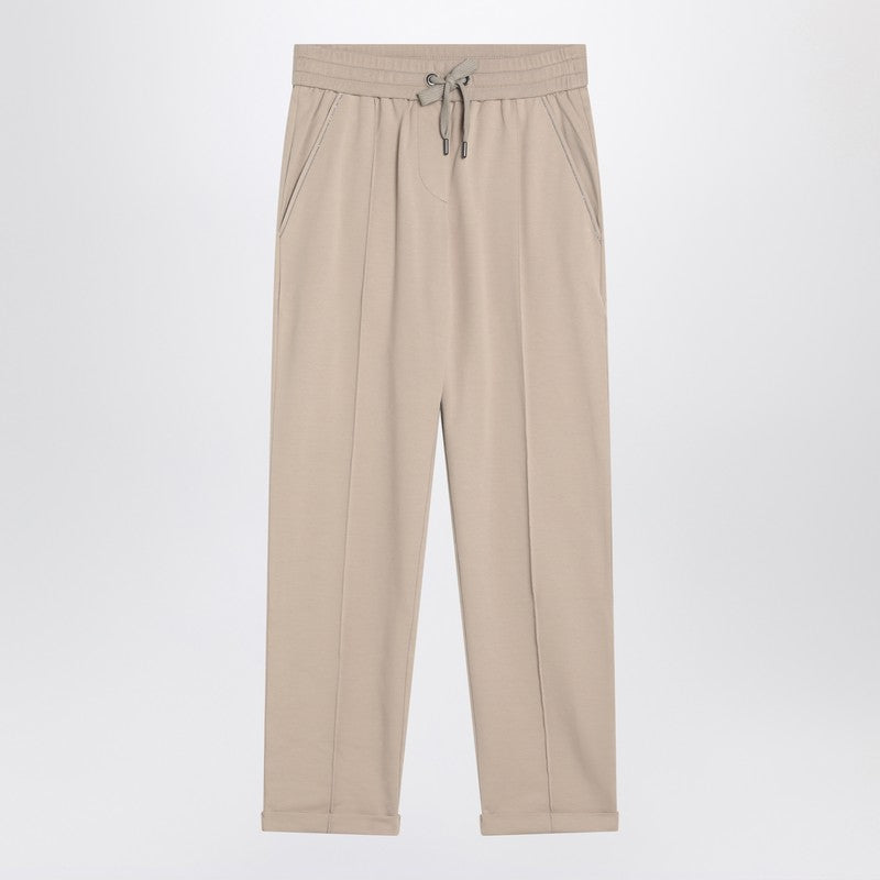 Brunello Cucinelli beige cotton joggers