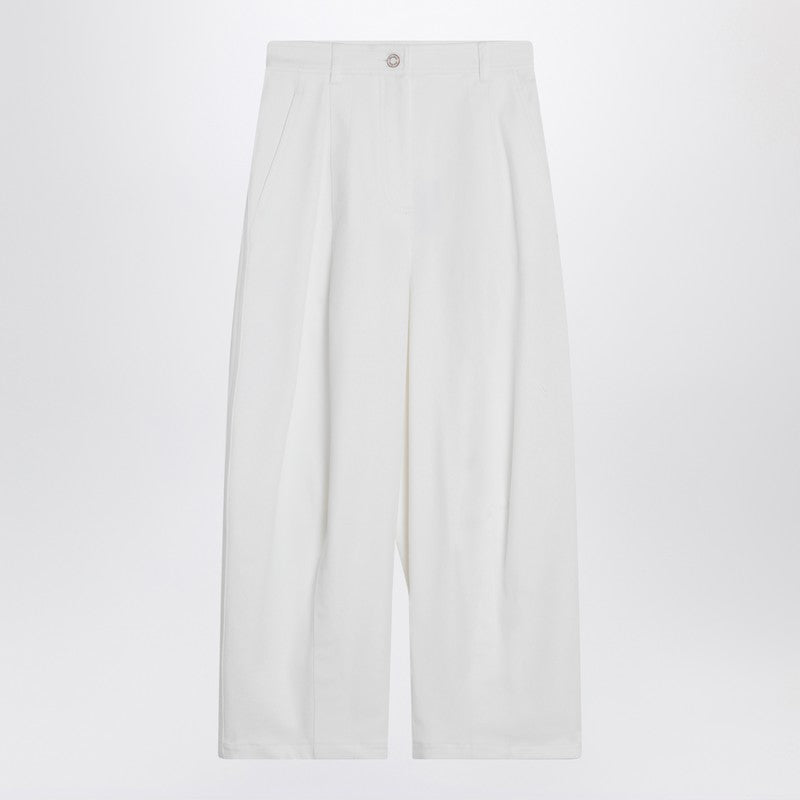 Pantalones holgados blancos de sarga de algodón de Max Mara