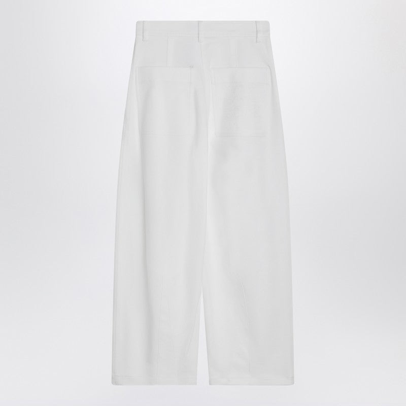 Pantalones holgados blancos de sarga de algodón de Max Mara