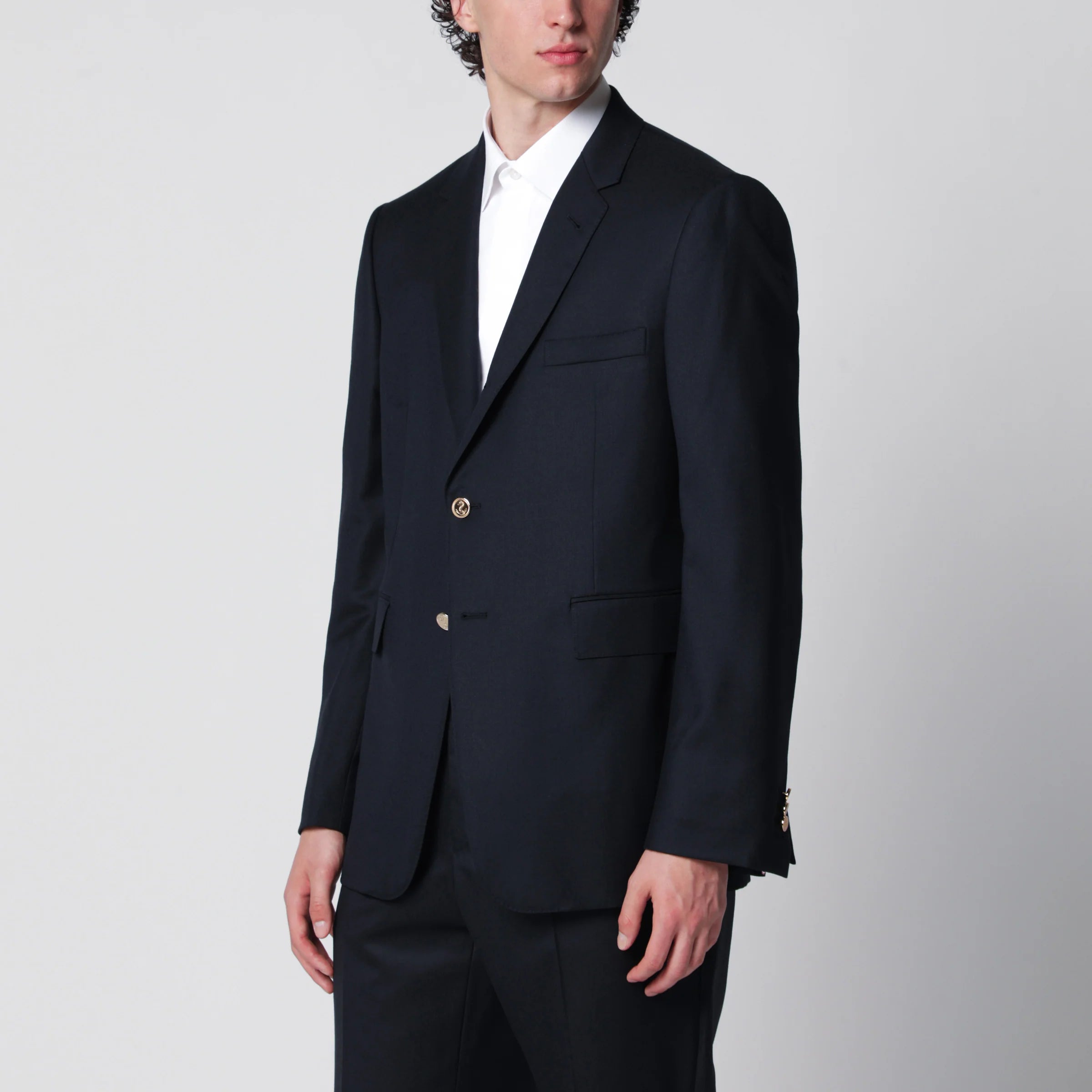 Thom Browne Single-breasted navy blue wool jacket