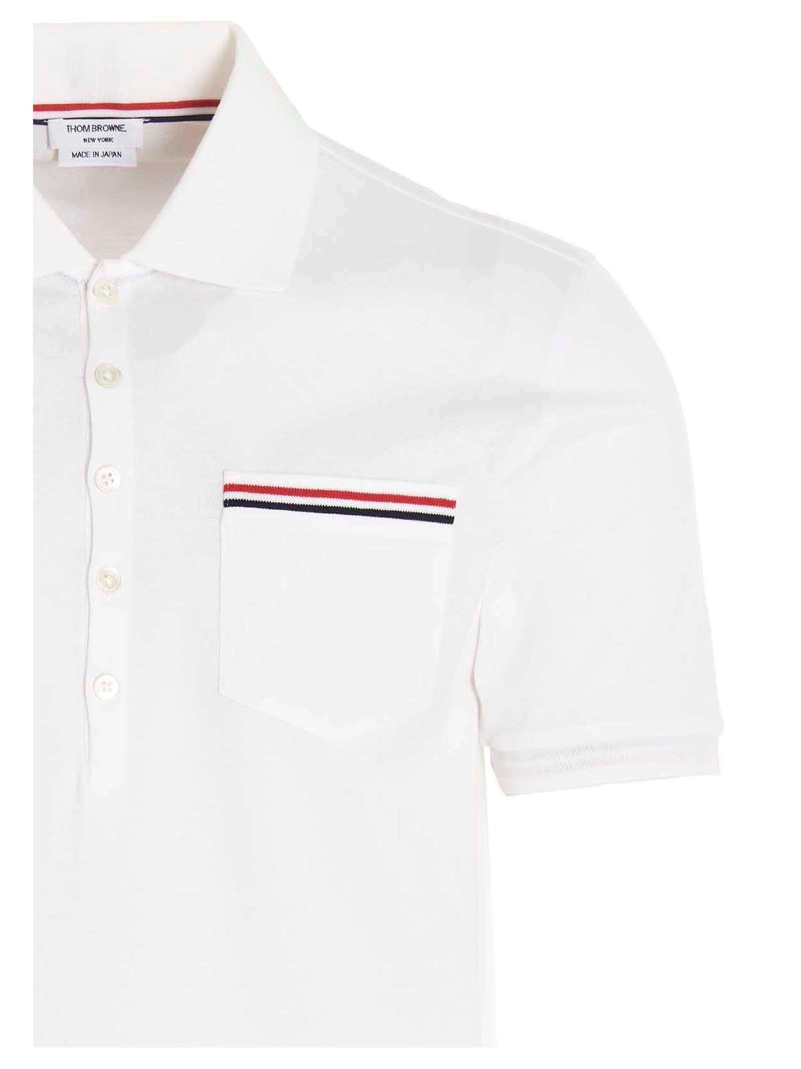 Thom Browne RWB Polo Shirt for Men — White Shirt