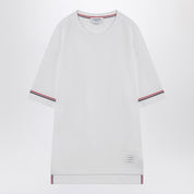 Thom Browne White T-shirt with tricolour detail