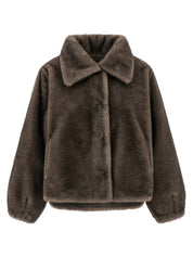 Lou Andrea Mink Faux Fur Coats — Brown Wrap Coat