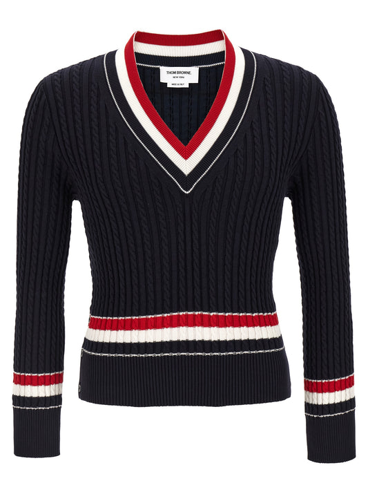Thom Browne Knitwear RWB Intarsia Sweater — Slim Fit