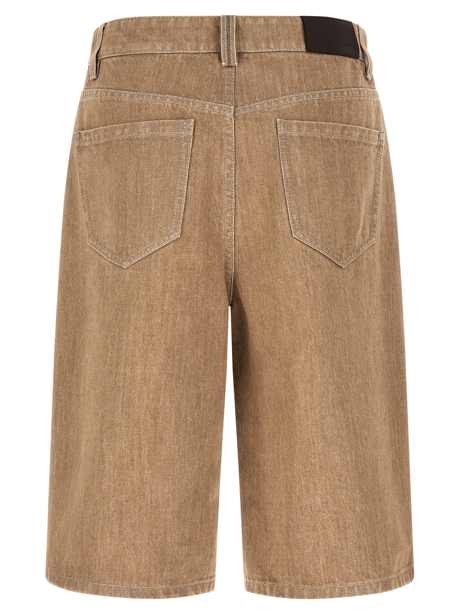 Brunello Cucinelli Lamé Denim Bermuda Shorts — Women