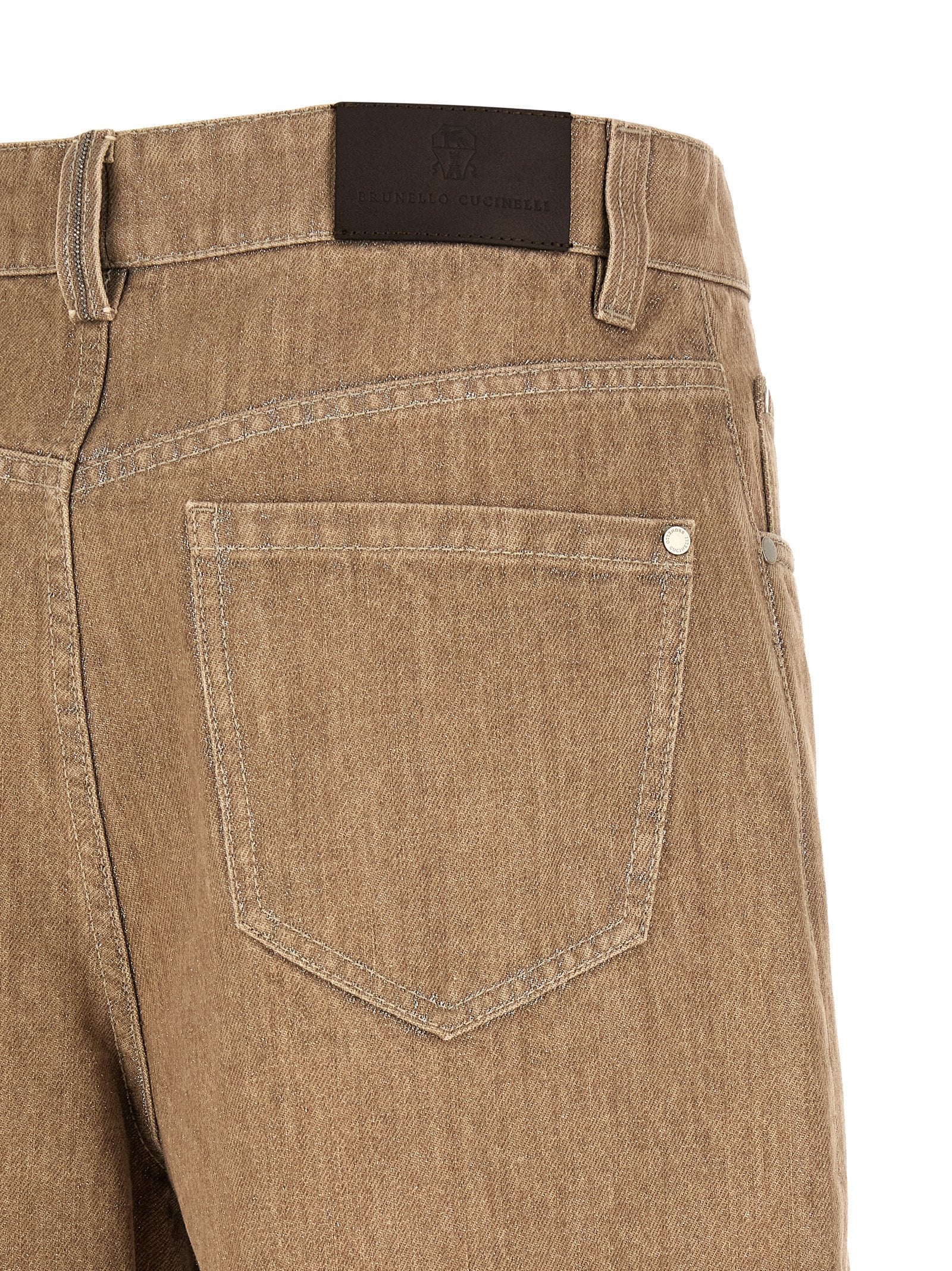 Brunello Cucinelli Lamé Denim Bermuda Shorts — Women