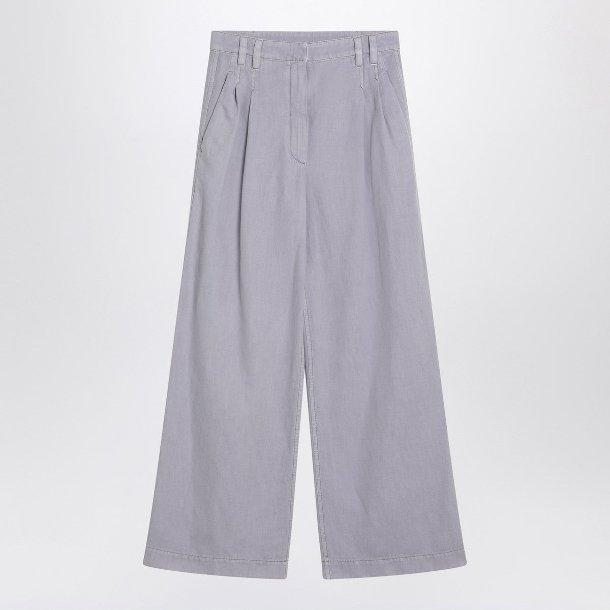 Brunello Cucinelli Wide lilac trousers in linen blend