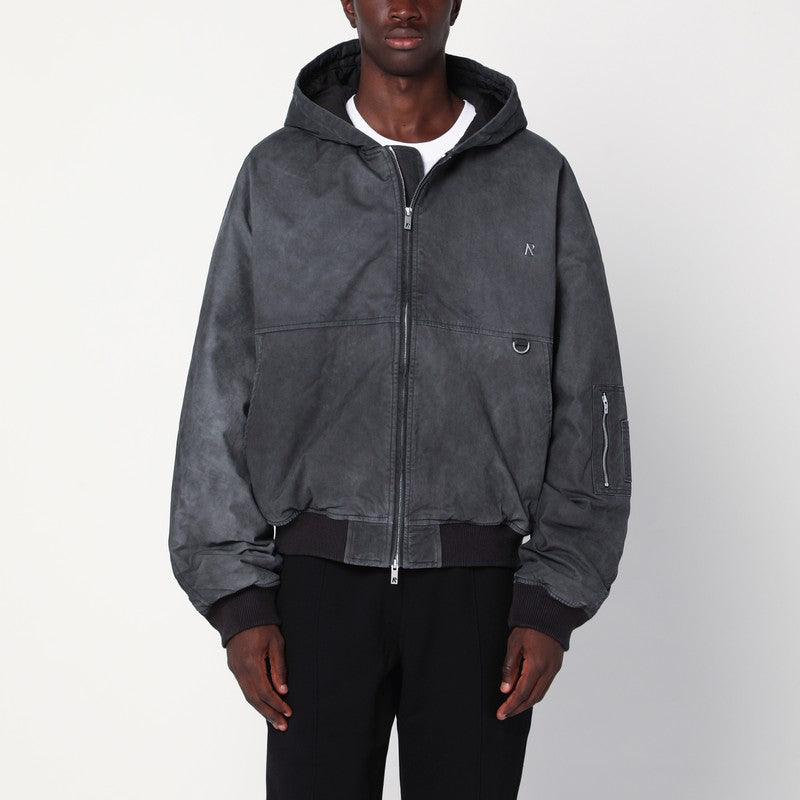 Represent Black faded hooded jacket in cotton blend
