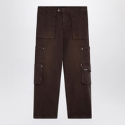 Represent Brown cargo trousers in washed cotton denim