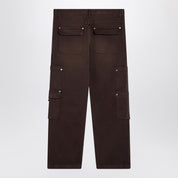 Represent Brown cargo trousers in washed cotton denim