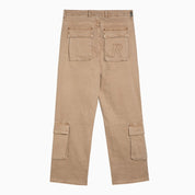 Represent R3Ca beige denim cargo trousers