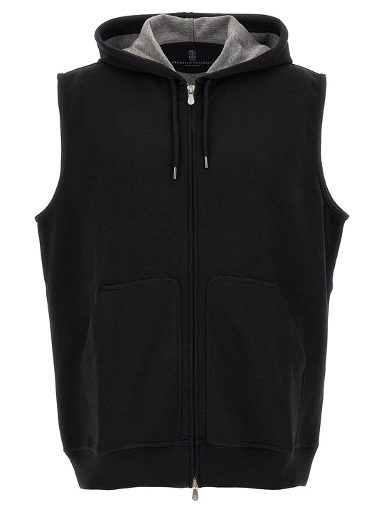 Brunello Cucinelli Hooded Vest for Men — Black, €995