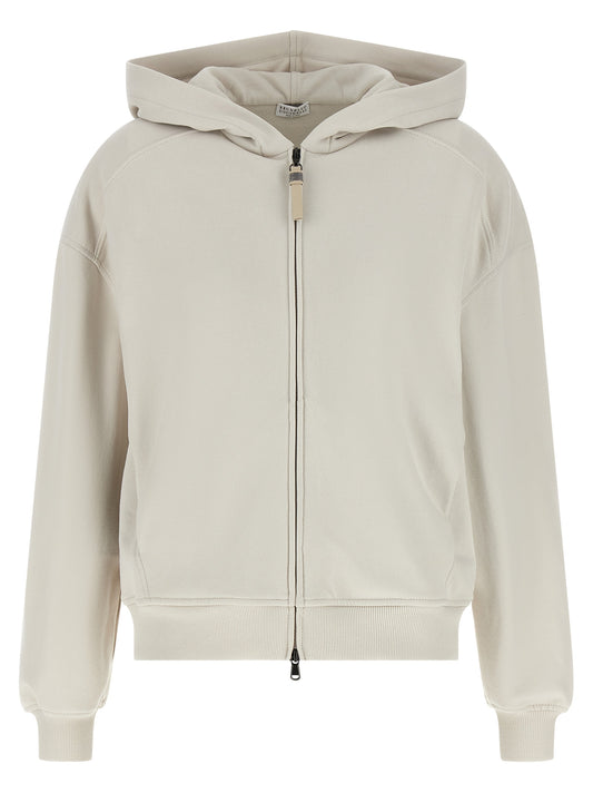 Brunello Cucinelli Shiny Zipper Pull Hoodie