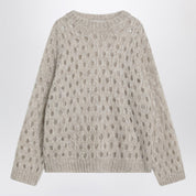 Beige openwork mohair-blend sweater — Brunello Cucinelli