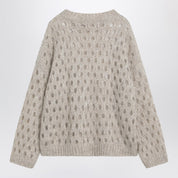 Beige openwork mohair-blend sweater — Brunello Cucinelli