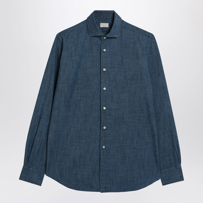 Chemise en denim bleu XACUS coupe ajustée