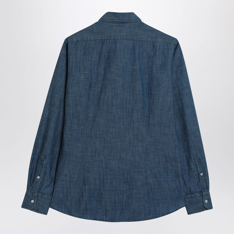 Chemise en denim bleu XACUS coupe ajustée