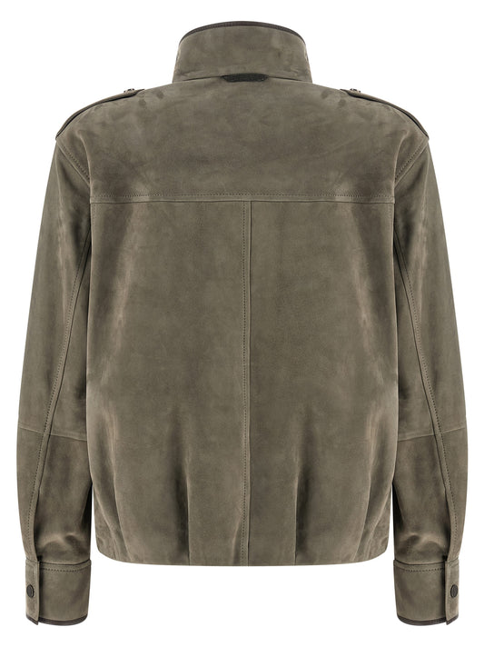Brunello Cucinelli Suede Jacket for Women - Couture Gray