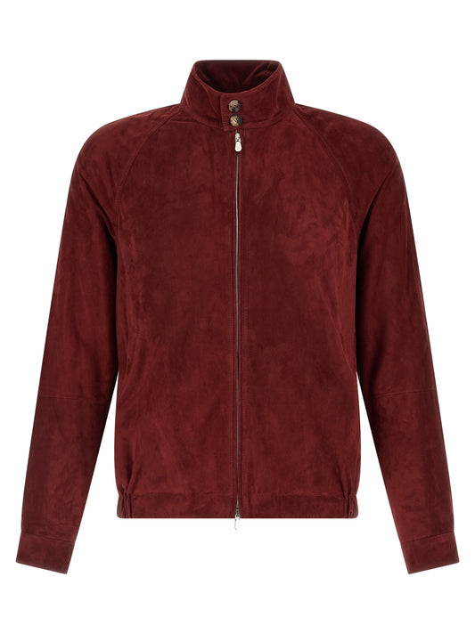 Brunello Cucinelli Red Suede Jacket for Men
