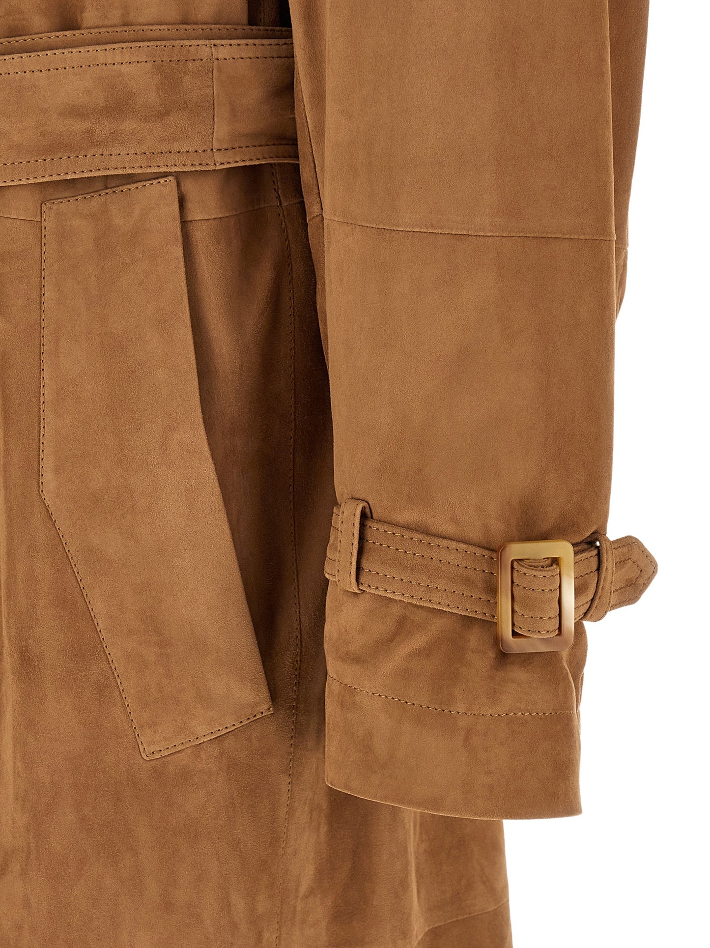 Brunello Cucinelli Suede Trench Coat for Men — Beige Jacket