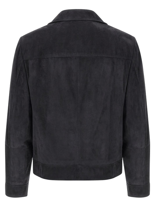 Brunello Cucinelli Suede Jacket for Men — Blue Jacket