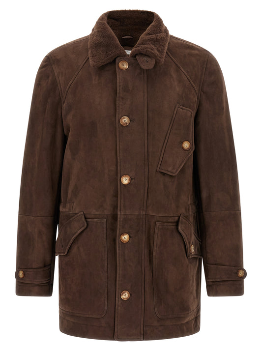 Brunello Cucinelli Sheepskin Parka Jacket — Men’s Brown
